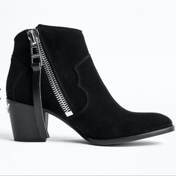 Zadig & Voltaire Molly Suede Zip Booties - Picture 1 of 9